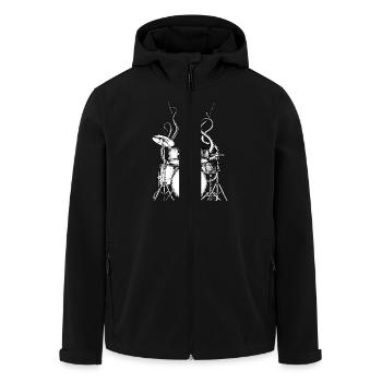 Krake Drummer Black and white for spread.png - Recycelte Männer Softshell-Jacke von Stanley/Stella - Schwarz - Vorne - AI Model Male 185 light (185cm)