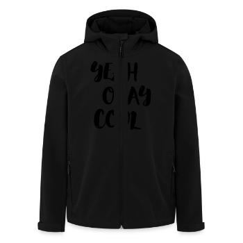 yeah okay cool - Recycelte Männer Softshell-Jacke von Stanley/Stella - Schwarz - Vorne - AI Model Male 185 light (185cm)