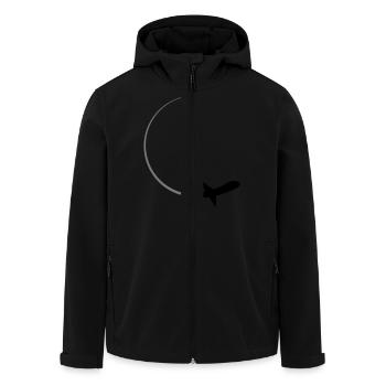 curve logo circle round line airplane airplane fly - Men’s Recycled Softshell Jacket by Stanley/Stella - black - Front - AI Model Male 185 light (185cm)