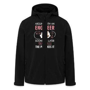 Arguing With An Engineer Is Like Wrestling a pig i - Men’s Recycled Softshell Jacket by Stanley/Stella - black - Front - AI Model Male 185 light (185cm)