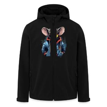 Urban Rodent: Streetwise Mouse Vibes - Men’s Recycled Softshell Jacket by Stanley/Stella - black - Front - AI Model Male 185 light (185cm)