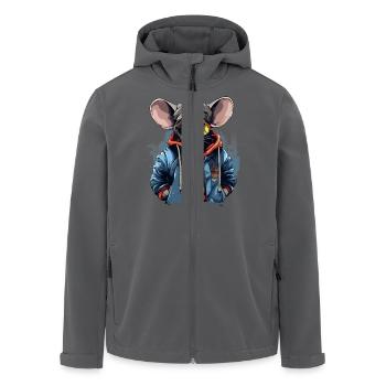 Urbanes Nagetier: Straßentaugliche Maus-Vibes - Recycelte Männer Softshell-Jacke von Stanley/Stella - Anthrazit - Vorne - AI Model Male 185 light (185cm)