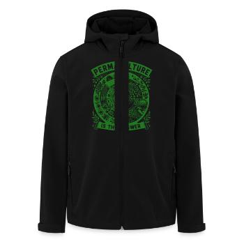 Permaculture Is The Answer - Men’s Recycled Softshell Jacket by Stanley/Stella - black - Front - AI Model Male 185 light (185cm)