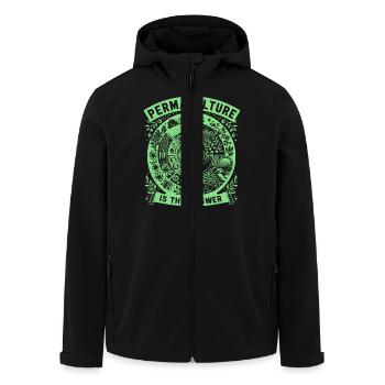 Permaculture Is The Answer - Men’s Recycled Softshell Jacket by Stanley/Stella - black - Front - AI Model Male 185 light (185cm)