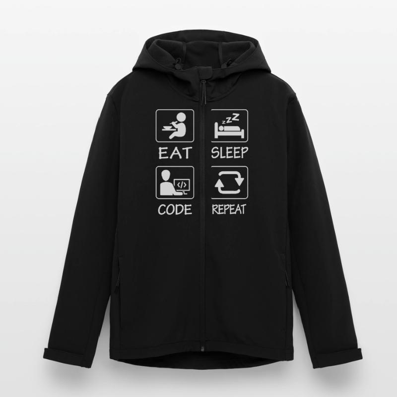Eat Sleep Code Repeat Veste softshell homme en polyester recyclé Stanley/Stella