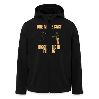 One More Cast - Fishing’s Biggest Lie - Men’s Recycled Softshell Jacket by Stanley/Stella - black - Front - AI Model Male 185 light (185cm)