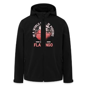 Dans un monde plein de pigeons, soyez un flamant rose mignon - Veste softshell homme en polyester recyclé Stanley/Stella - noir - Devant - AI Model Male 185 light (185cm)