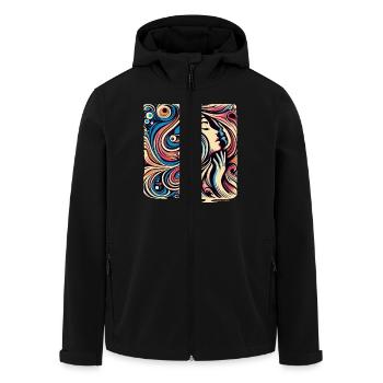 Abstrakte Frau – Farbenflut und fließende Linien - Recycelte Männer Softshell-Jacke von Stanley/Stella - Schwarz - Vorne - AI Model Male 185 light (185cm)