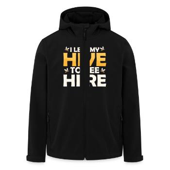 J’ai quitté ma ruche pour être ici apiculteur apiariseBeek - Veste softshell homme en polyester recyclé Stanley/Stella - noir - Devant - AI Model Male 185 light (185cm)