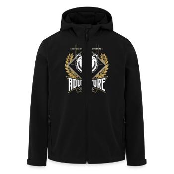 Hooked on Adventure Bear Emblem - Men’s Recycled Softshell Jacket by Stanley/Stella - black - Front - AI Model Male 185 light (185cm)