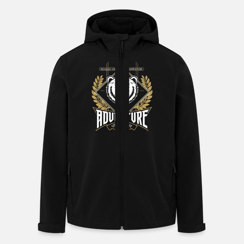 Süchtig nach Abenteuer-Bären-Emblem - Recycelte Männer Softshell-Jacke von Stanley/Stella - Schwarz