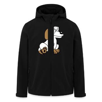 Dog Sitting Cute Little Happy Puppy Pet - Men’s Recycled Softshell Jacket by Stanley/Stella - black - Front - AI Model Male 185 light (185cm)