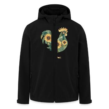 Floral Rooster - Men’s Recycled Softshell Jacket by Stanley/Stella - black - Front - AI Model Male 185 light (185cm)