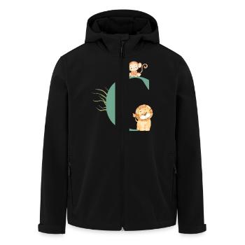 Buchstabe c grüne Dschungeltiere - Recycelte Männer Softshell-Jacke von Stanley/Stella - Schwarz - Vorne - AI Model Male 185 light (185cm)