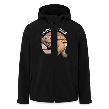 Süßes Capybara Schlaf Design - Recycelte Männer Softshell-Jacke von Stanley/Stella - Schwarz - Vorne - AI Model Male 185 light (185cm)