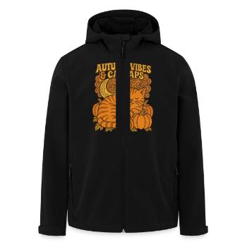 Chats et citrouilles d’automne - Veste softshell homme en polyester recyclé Stanley/Stella - noir - Devant - AI Model Male 185 light (185cm)