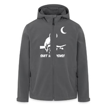 Owl Shit Happens - Men’s Recycled Softshell Jacket by Stanley/Stella - anthracite - Front - AI Model Male 185 light (185cm)