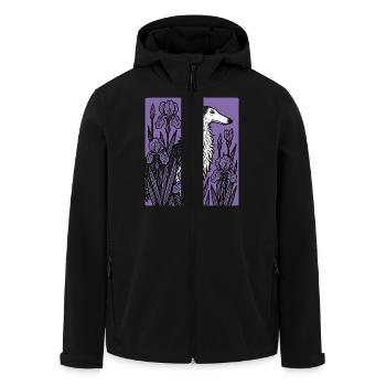 Elegant Purple Borzoi Whimsical Dog Art - Men’s Recycled Softshell Jacket by Stanley/Stella - black - Front - AI Model Male 185 light (185cm)
