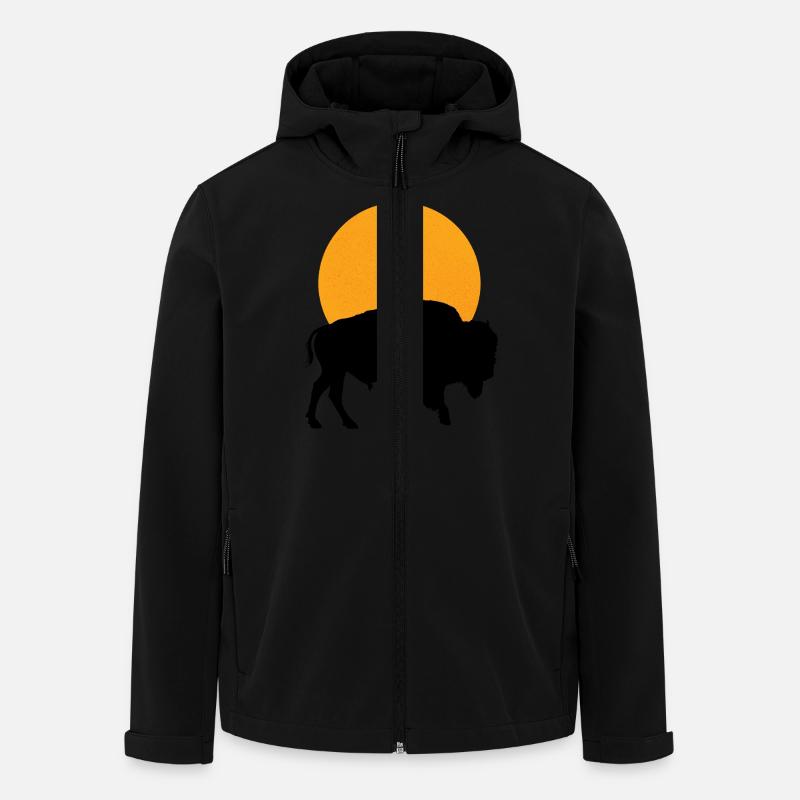 Bison-Silhouette - Recycelte Männer Softshell-Jacke von Stanley/Stella - Schwarz
