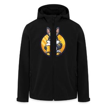 Hase Beer - Men’s Recycled Softshell Jacket by Stanley/Stella - black - Front - AI Model Male 185 light (185cm)