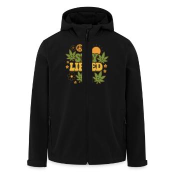 Stay Lifted Retro Hippie Cannabis Design - Men’s Recycled Softshell Jacket by Stanley/Stella - black - Front - AI Model Male 185 light (185cm)