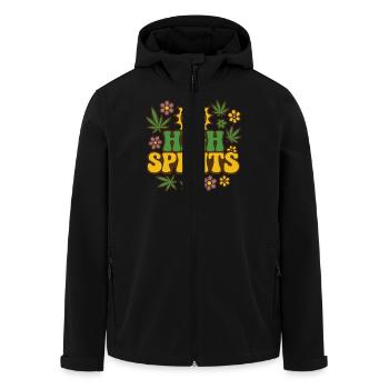 Buntes Retro Cannabis Motiv mit Blumen 420 - Recycelte Männer Softshell-Jacke von Stanley/Stella - Schwarz - Vorne - AI Model Male 185 light (185cm)