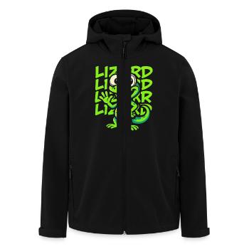 Lustiger Cartoon Gecko – Grünes Reptil Trend - Recycelte Männer Softshell-Jacke von Stanley/Stella - Schwarz - Vorne - AI Model Male 185 light (185cm)