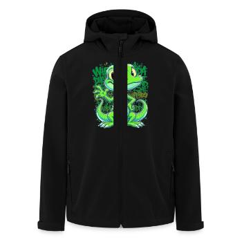 Fröhliche Echse – Witziger Comic Style - Recycelte Männer Softshell-Jacke von Stanley/Stella - Schwarz - Vorne - AI Model Male 185 light (185cm)
