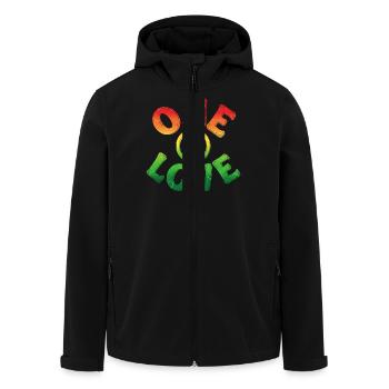 Bunte Peace-Liebe im Reggae-Look - Recycelte Männer Softshell-Jacke von Stanley/Stella - Schwarz - Vorne - AI Model Male 185 light (185cm)