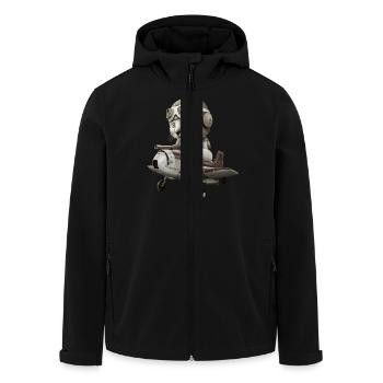 KAT67 - Men’s Recycled Softshell Jacket by Stanley/Stella - black - Front - AI Model Male 185 light (185cm)
