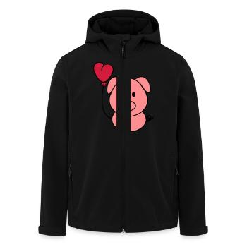 Schweinchen mit Herzballon - Recycelte Männer Softshell-Jacke von Stanley/Stella - Schwarz - Vorne - AI Model Male 185 light (185cm)
