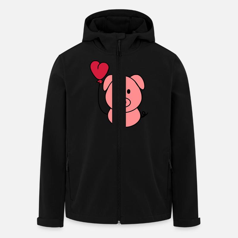 Schweinchen mit Herzballon - Recycelte Männer Softshell-Jacke von Stanley/Stella - Schwarz