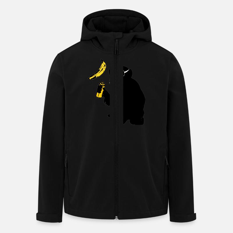 singe pulvérisé banane - Veste softshell homme en polyester recyclé Stanley/Stella - noir