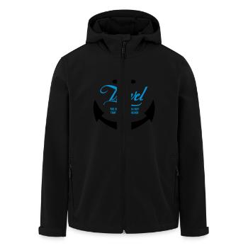 TRAVEL ANCHOR - Men’s Recycled Softshell Jacket by Stanley/Stella - black - Front - AI Model Male 185 light (185cm)