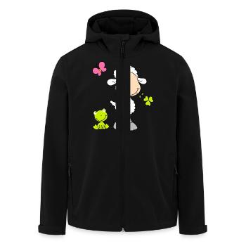 Sheep with Frog Friend - Recycelte Männer Softshell-Jacke von Stanley/Stella - Schwarz - Vorne - AI Model Male 185 light (185cm)