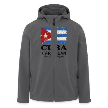 Cuba Flag - Vintage Look - Recycelte Männer Softshell-Jacke von Stanley/Stella - Schwarz - Vorne - AI Model Male 185 light (185cm)