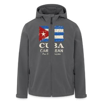 Cuba Flag - Vintage Look - Recycelte Männer Softshell-Jacke von Stanley/Stella - Schwarz - Vorne - AI Model Male 185 light (185cm)