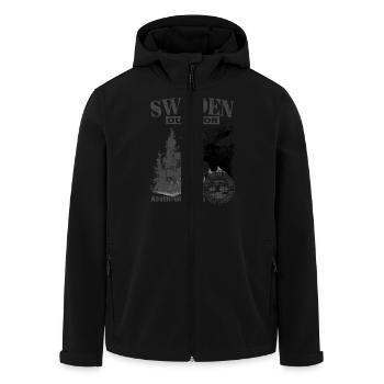 Sweden - Sverige - Schweden - Recycelte Männer Softshell-Jacke von Stanley/Stella - Schwarz - Vorne - AI Model Male 185 light (185cm)