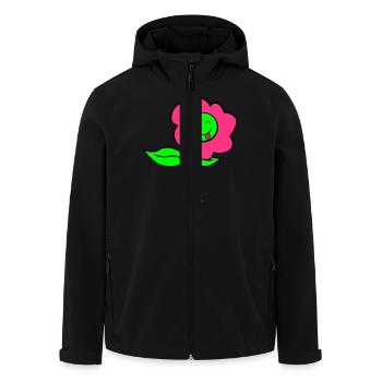 Lila Blume Frühling Sommer Natur Lustiges Gesicht - Recycelte Männer Softshell-Jacke von Stanley/Stella - Schwarz - Vorne - AI Model Male 185 light (185cm)