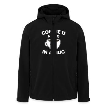 Coffee is a Hug in a Mug - Men’s Recycled Softshell Jacket by Stanley/Stella - black - Front - AI Model Male 185 light (185cm)