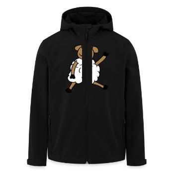 sheep sitting waving greeting happy smiling cool - Men’s Recycled Softshell Jacket by Stanley/Stella - black - Front - AI Model Male 185 light (185cm)