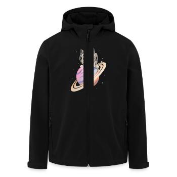 Weltraum-Katze - Recycelte Männer Softshell-Jacke von Stanley/Stella - Schwarz - Vorne - AI Model Male 185 light (185cm)
