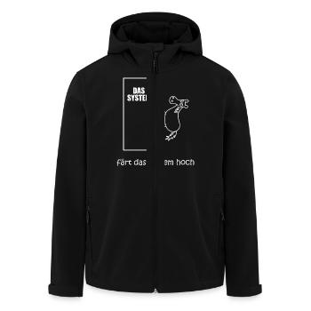 färt das system hoch, Pferd im IT-System, Netzwerk - Recycelte Männer Softshell-Jacke von Stanley/Stella - Schwarz - Vorne - AI Model Male 185 light (185cm)