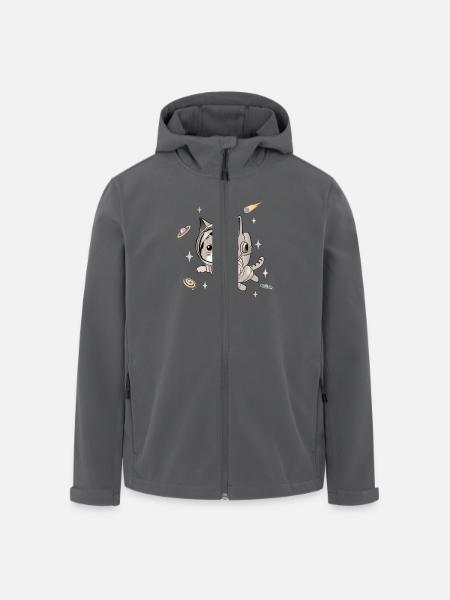 Chat astronaute dans l’espace - Veste softshell homme en polyester recyclé Stanley/Stella - noir
