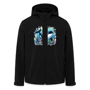 Orca Schwertwal - Recycelte Männer Softshell-Jacke von Stanley/Stella - Schwarz - Vorne - AI Model Male 185 light (185cm)