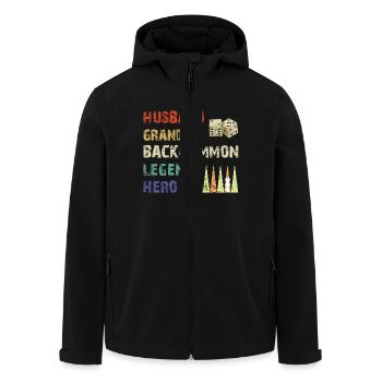 Backgammon Spiel - Recycelte Männer Softshell-Jacke von Stanley/Stella - Schwarz - Vorne - AI Model Male 185 light (185cm)