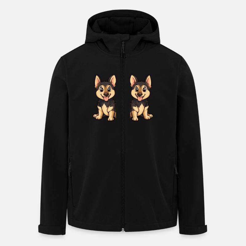 German Shepherd Hund Comic - Recycelte Männer Softshell-Jacke von Stanley/Stella - Schwarz