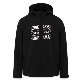 Zwei Babys doppelter stolz eine Mama - Recycelte Männer Softshell-Jacke von Stanley/Stella - Schwarz - Vorne - AI Model Male 185 light (185cm)