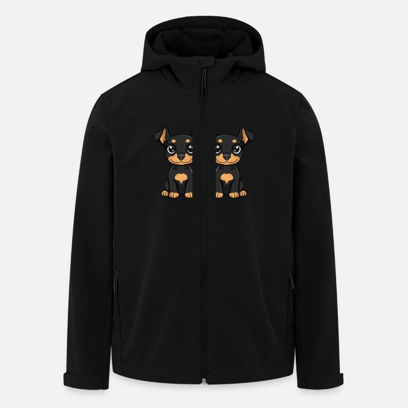 Doberman Hund Comic - Recycelte Männer Softshell-Jacke von Stanley/Stella - Schwarz