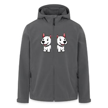 Bull Terrier Dog Comic - Men’s Recycled Softshell Jacket by Stanley/Stella - black - Front - AI Model Male 185 light (185cm)